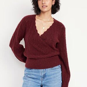 Old Navy Wool-Blend Wrap-Front Sweater Size Large